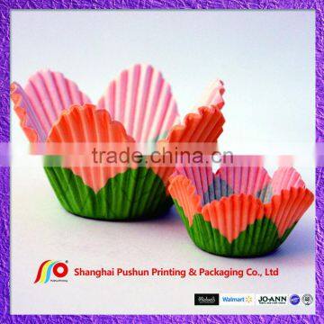 orange & green flower type cupcake cup