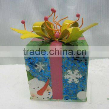 christmas glittering metal gift box decoration