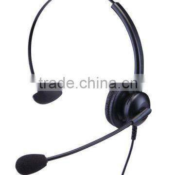 Lightweight monaural headset with rj11/usb/dc2.5/3.5mm jacket for call center or office use