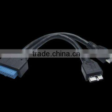 USB 3.0 20P Female to Dual Double Micro USB 3.0 Male