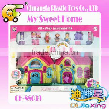 Newest Pretend Toy Sweet Villa with Beauty House Furniture