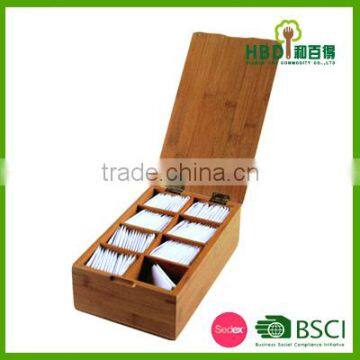 Popular Design of 8 Pcs Wooden Tea Bag Box/bamboo Tea Bag Holder Box