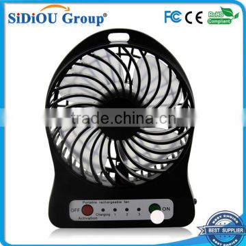 4 Inch 3 Speeds Portable Mini Fan USB Rechargeable Desk Fan Cooling Fan for Notebook Laptop Computer, Indoor and Outdoor Use