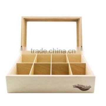 factory selling FSC&BSCI clear lid wooden tea bag storage gift box