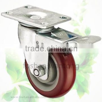 Brown Polyurethane Medium Duty Adjustable Locking Hardware Caster Wheel