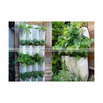 Garden Patio PP/PE Woven Round Garden Herb Planter Bags With Pockets,Herb Planting Grow Bag,Garden Herb Grow Bag