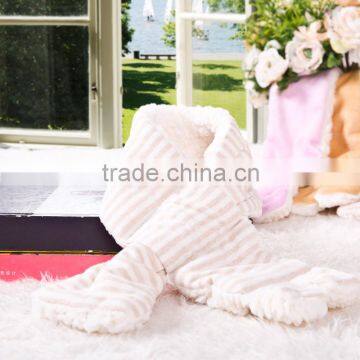GOTS organic 100% cotton and 100% polyester thermal double faced comfortable baby scarf for autumn and winter brown stripe