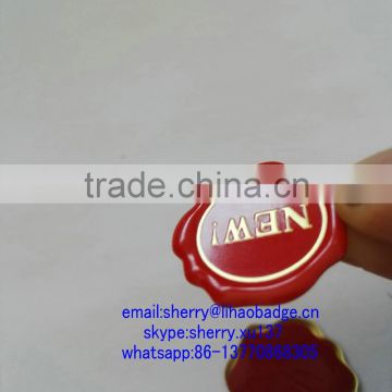 Red color Gold logo embossed wax seal stickers