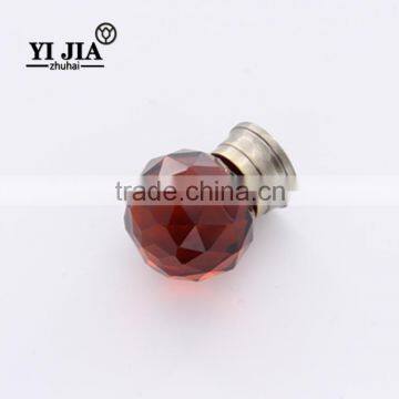 brass plating amber color zhuhai company round shape crystal pulls for cabinets