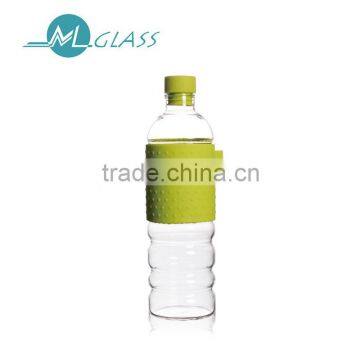 Borosilicate glass bottle drinking bottle with silicon band 750ml N6318