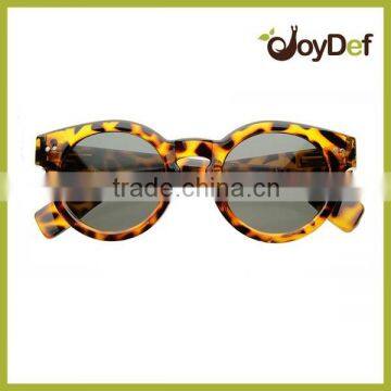 Latest new product wholesaler UV400 ce metal vintage leopard pattern sunglasses round