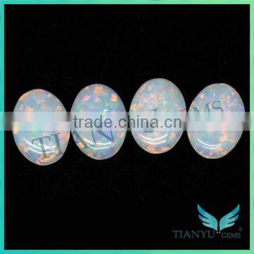 Gemstone Wholesale 8*10 Flat Back Oval Shape White Artificial Australia Colour Opal photo-3
