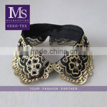 Customized handmade beads flower collar, Gold embroidery acrylic bead flower collars