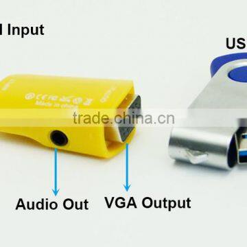 1080P Mini HDMI TO VGA Converter USB Adapter With Audio Output Cable For XBOX 360 photo-3