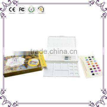 Wholesale non toxic kids 24 colors solid cube watercolor paints sets with round paint brush