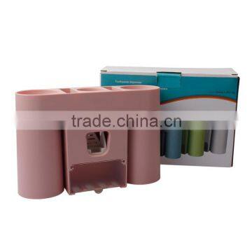 Dustproof Toothbrush Holder Hands Free Toothpaste Squeezer Dispenser With 2 Ringing Mugs photo-4