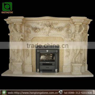 French Style Marble Fireplace Mantel with Lady Statue