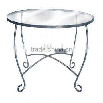 metal round table with glass top