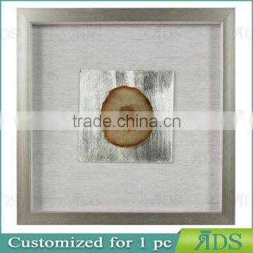 Sliver Shadow Boxes for Wholesale With Mottled Silver Background Encasing Colorful Agate Under Glass photo-2