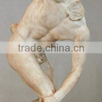 Damaged Discobolus white marble statue