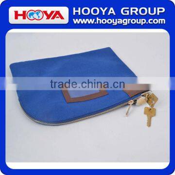 High Quality Cotton Canvas Two Metal Keys Bank Deposit Lock Bag