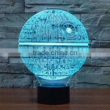 3D Death Star LED Night 7 Color Change Touch Switch Table Desk Lamp Light photo-3