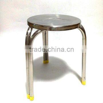 Factoty wholesale Heavy-duty folding 4 legs Round Shape Stainless Steel bar stool