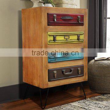 Art Furniture Chest Of 4 Drawers, Suite Case Patron Front Side Multi Color