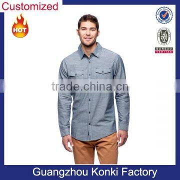 Men's Casual Chambray Long Sleeve Shirt