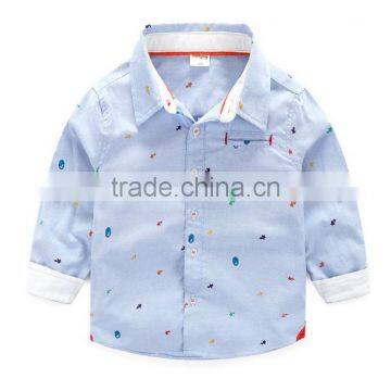 Boys formal shirts with small star print 100% cotton long sleeve top design for baby boys