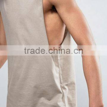 2017 High Quality New Design Summer Custom Brown Color Gym Wear Comfortable Cotton Polyester Fashion Men's Sport Tank Vest photo-3
