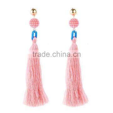 Bohemian Jewelry Imitation Pearls With Long Colorful Tassel Charms Earrings for Women photo-4