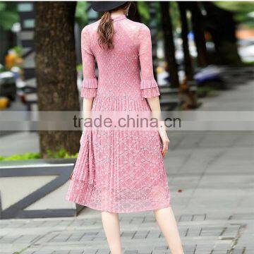 Maxnegio Topshop Pleated Lace Maxi Causal Dress photo-5