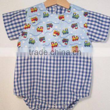 OEM service wholesale short sleeve printed plaid custom clothing romper pictures of types of korean toddler clothes