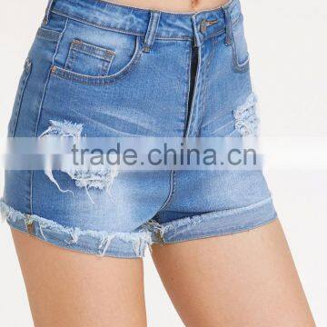 Bleach Wash Ripped Denim Shorts Skinny Stretch Zipper Fly Casual Rock Denim Pants Summer Women Shorts photo-3