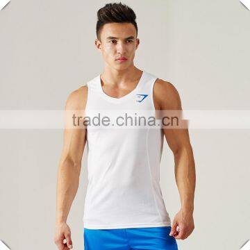 V neck striking design sports fitness inspired fit tank tops custom with mesh dry fit fabric and rubberised logo