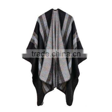 2017 2018 latest new vertical striped fake cashmere poncho shawls