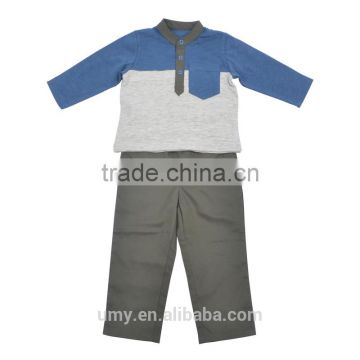 Baby Boy Contrast Color Plain Polo T-shirts Children Clothes Set