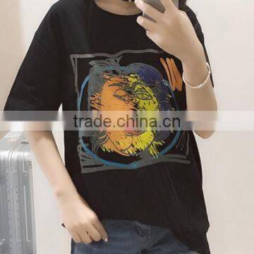 The New Summer 2017 Women's Wear Loose in the Asymmetric Long Round Collar Short Sleeve T-shirt photo-3