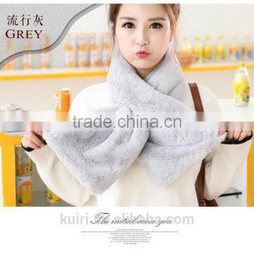 Super Quality New Winter Fashion Women Scarf Faux Rabbit Fur Plush Warm Scarf Lady Solid Color Scarves photo-3