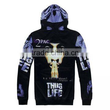 3D Print Cut And Sew Pullover Wholesale 100 Polyester Dry Fit Hoodie Printing Sublimation photo-2