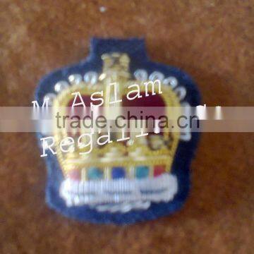 Hand Embroidery Bullion Wire Crown Badge