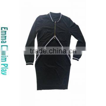 Customized Two Tone Trimming Longline Urban Bomber Jackets for Ladies