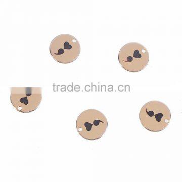 Wholesale Round Gold Plated Semicolon Stainless Steel Charms