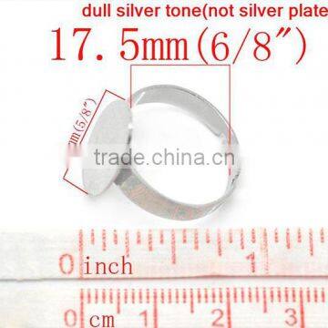 Custom 20PCs Silver Plated Adjustable Oval Cabochon Ring Settings photo-2