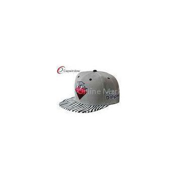 Customized Cotton Snapback Baseball Caps with Blending Fabric , personalised