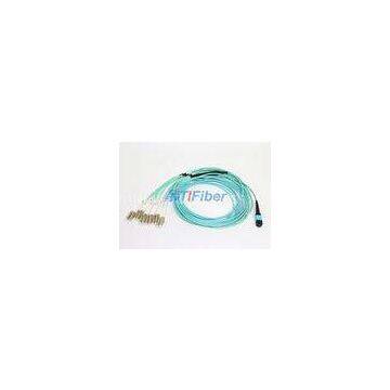 MPO - LC 12 Core fibre optic patch cord Aqua Round Bundle Optical Fiber Cable