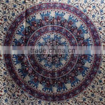 Jaipuri Bandhej Elephant Cotton Mandala Tapestry For USA photo-5