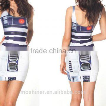 2015 New Women's Digital Printing Dress God and People Package Hip Dress S123-49