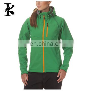 New European and American Style Silk Print Green Outdoor Sport Jacket For Women